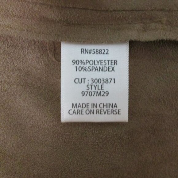 NWT MAX STUDIO Cascading Front Long Faux Suede Brown Jacket-Long Sleeves-Small - Picture 6 of 14